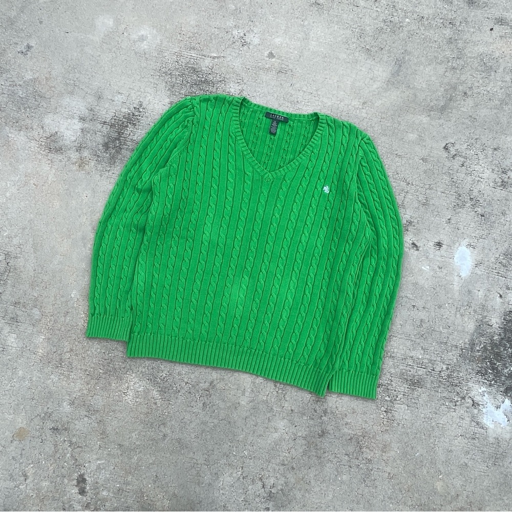 Green Cable Knit Sweater - Picture 4 of 7